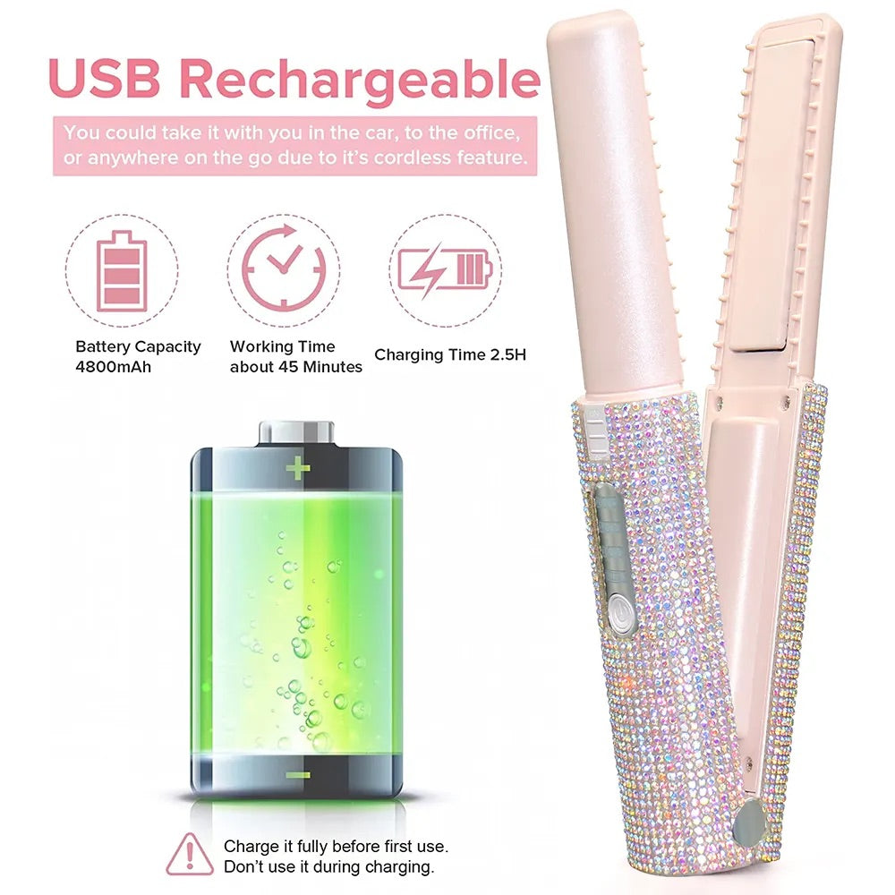 GlamGlide™ - Portable Rechargeable Hair Straightener